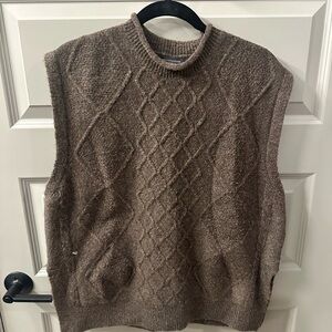 Women’s Brown Cable Knit Sweater Vest